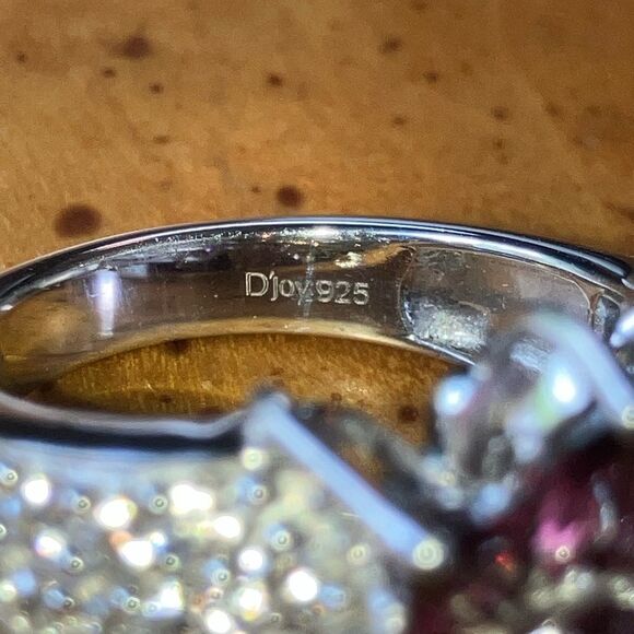 Natural Rhodolite Garnet Sterling Silver Cocktail Ring Size 6 - Picture 5 of 8